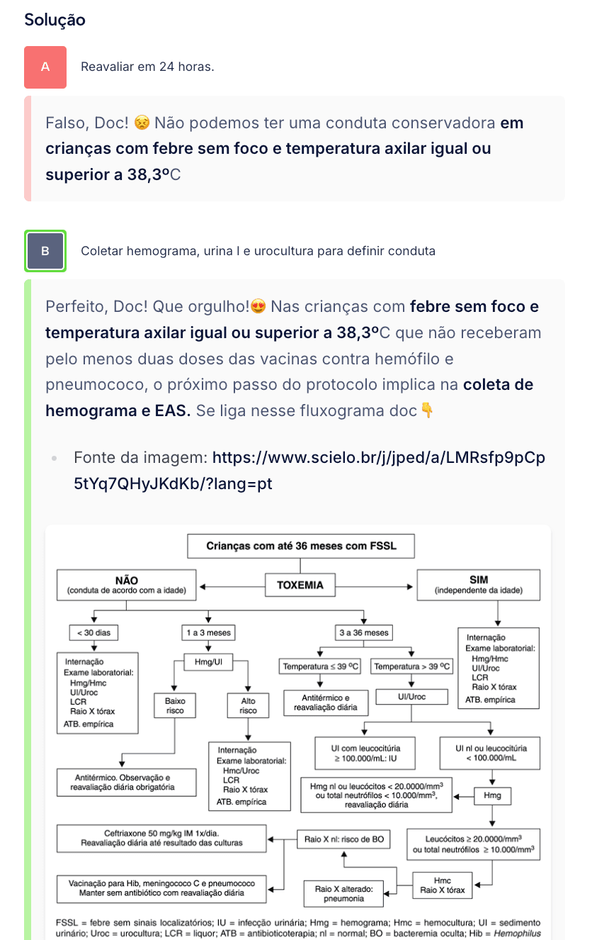 Comentário detalhado de especialista com explicação e fluxograma